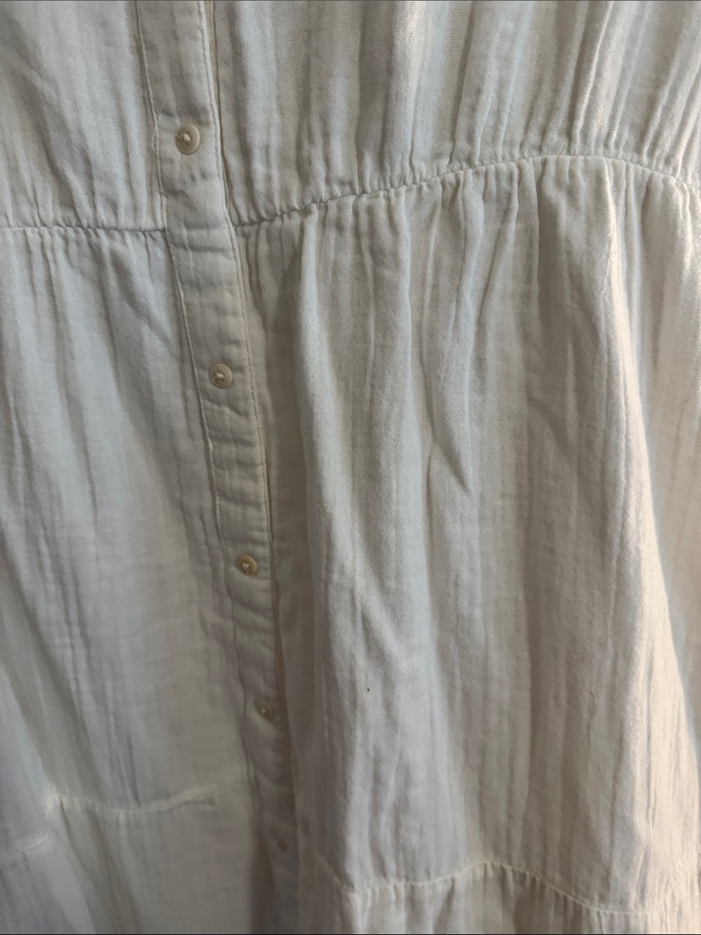 Pact White Button-Front Tiered Midi Dress - Picture 2 of 5